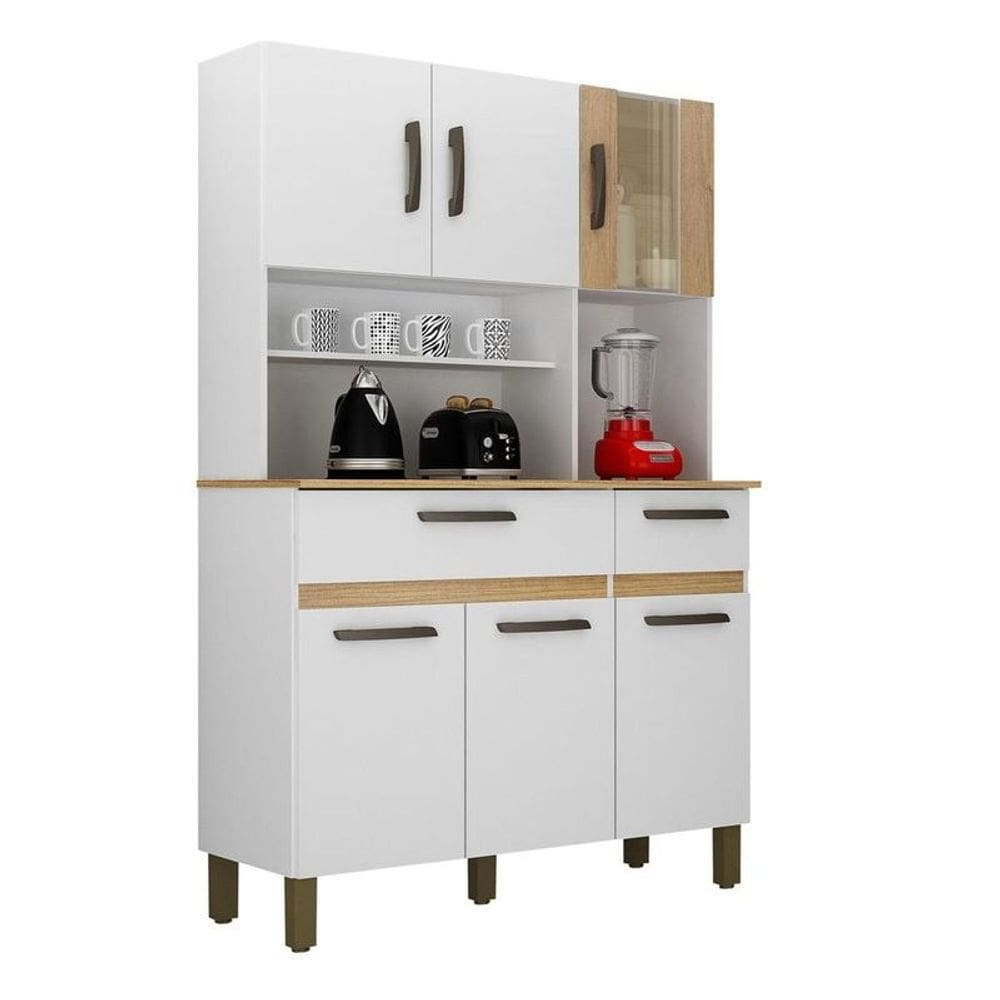 Cozinha Compactada Célia Com 6 Portas E 2 Gavetas Branco Cinamomo - Valdemoveis