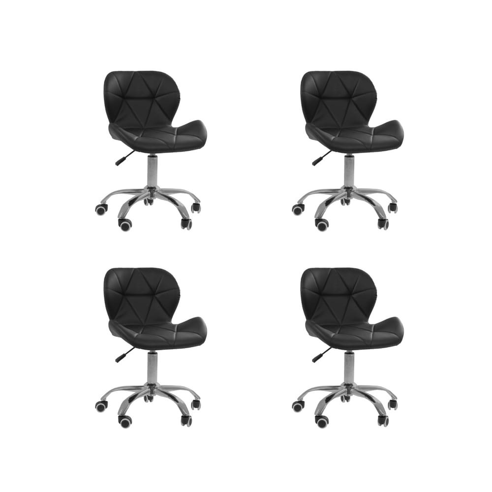 Kit 4 Cadeiras Office Eiffel Slim Oficial Preta