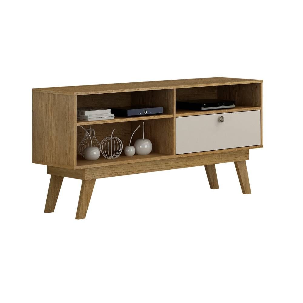 Rack para TV Houston Bicolor Cinamomo e Off White 1,36m - Valdemóveis