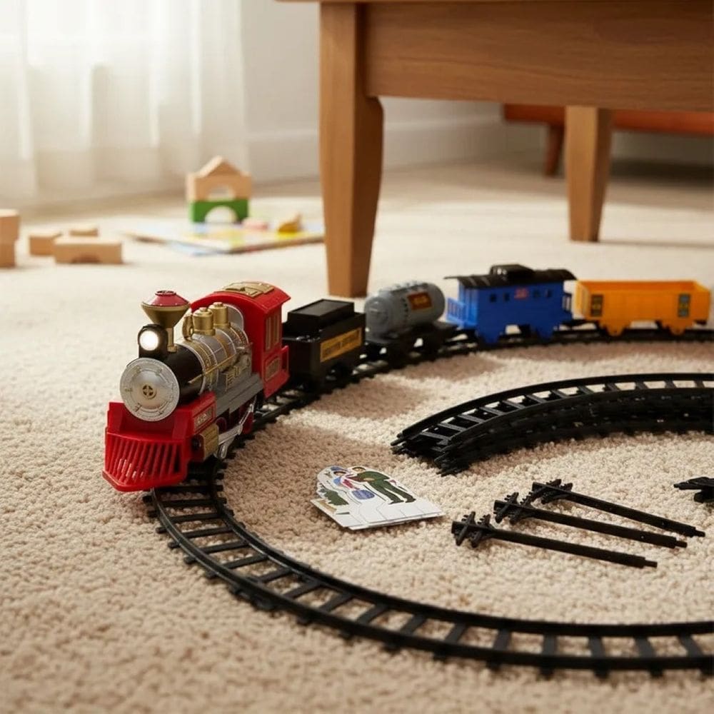 Super Locomotiva Com Pilha Farol Luz Trem Elétrico Pista