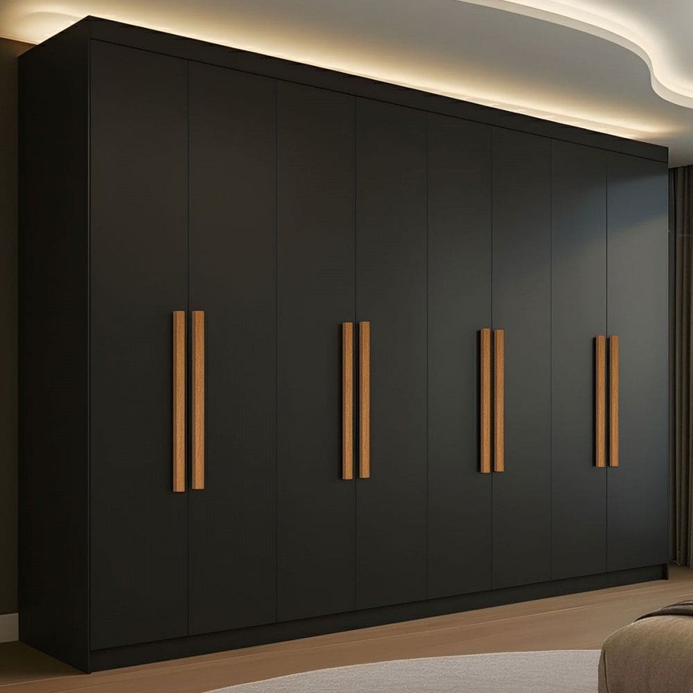 Guarda-Roupa Casal German 8 Portas 4 Gavetas Preto - Maxel