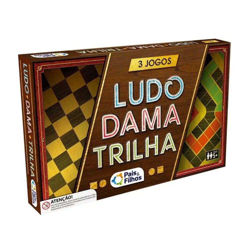 Jogo 3 em 1 Interativo Clássicos de Tabuleiro Ludo Dama Trilha Pais e Filhos