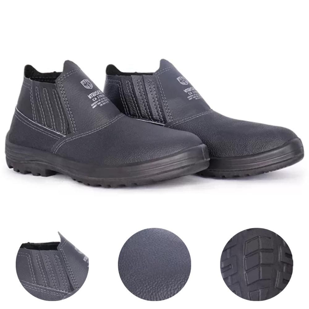 Bota Botina de Obra em Couro Com Bico de Aço Monodensidade Imbiseg Kadesh