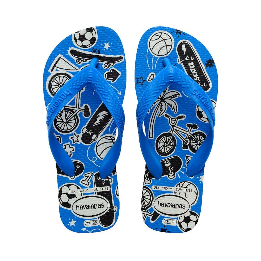 Sandália Havaiana Kids Athletic Branco e Azul 31/32