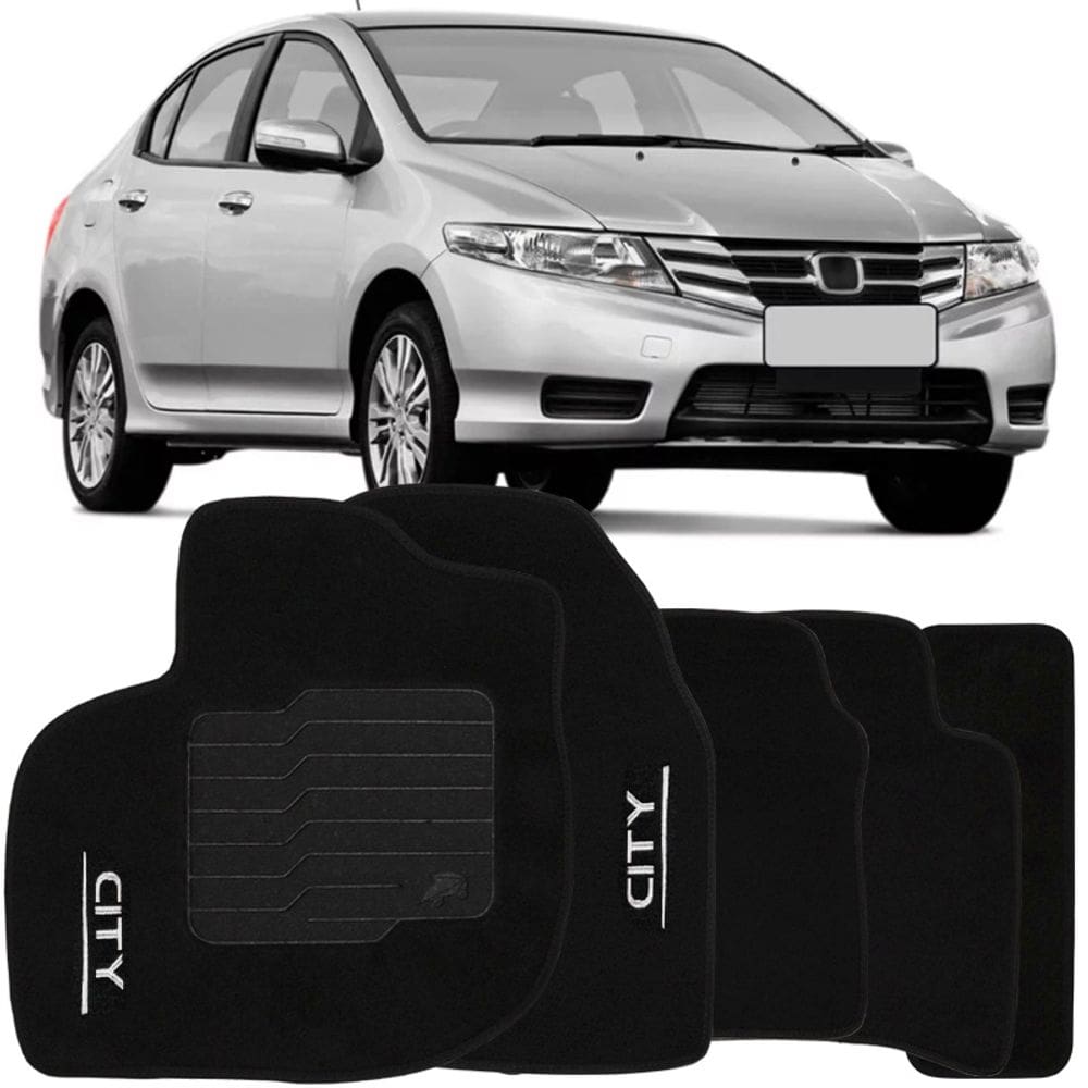 Tapete Carpete City 2009 à 2014 Logo Bordado Jogo 5 Peças Personalizado Automotivo