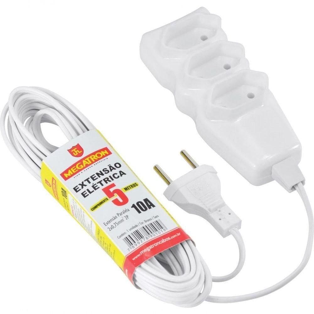 Extensão Cabo Pl 2x0,75 5m Branca