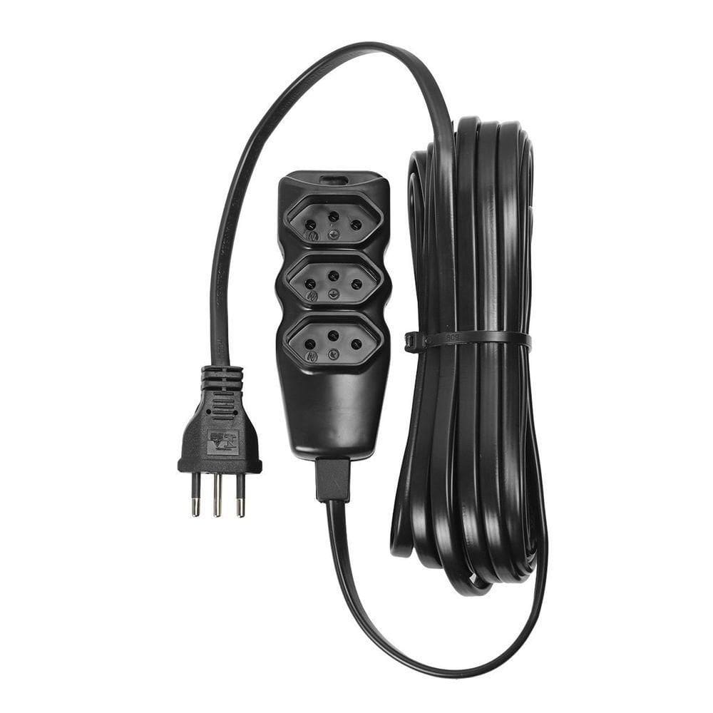 Extensão Elétrica 3 Tomadas Pp Plano 10m Preta