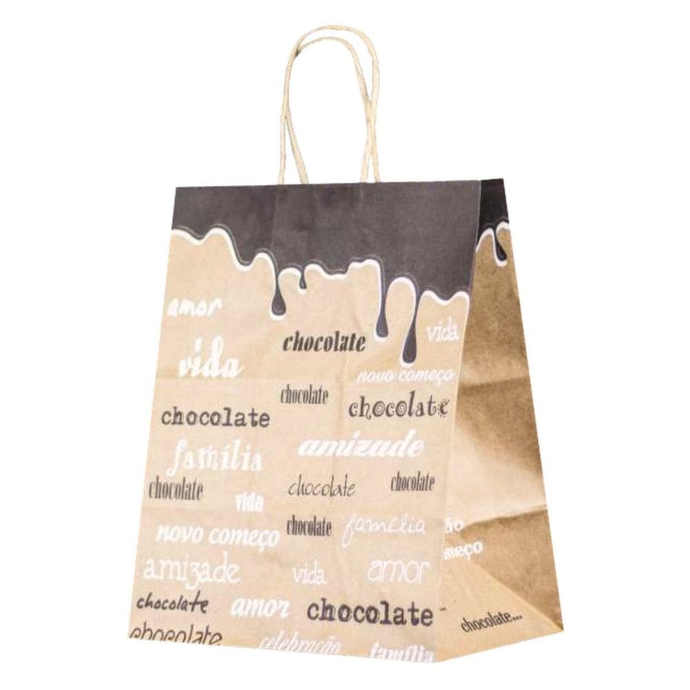 Kit 10 Sacola Papel Kraft Pascoa Palavras P 17,5X8,5X21,5Cm