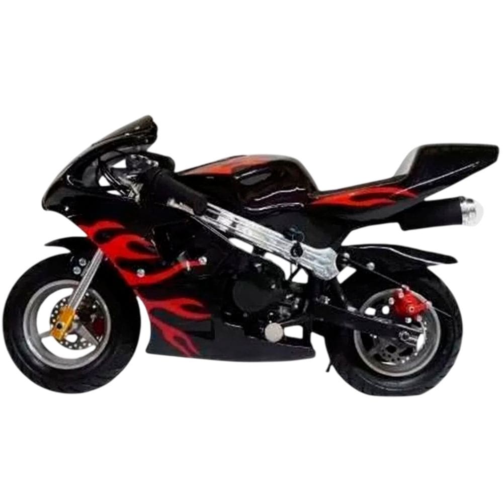 Mini Moto Infantil Gasolina 2 Tempos 49CC Speed Ninja GP Esportiva Preta Importway WVPR-204