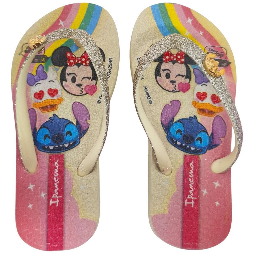 Chinelo Dedo Infantil Menina Dia a Dia Casual com Glitter Escola Passeio Praia Disney 27477