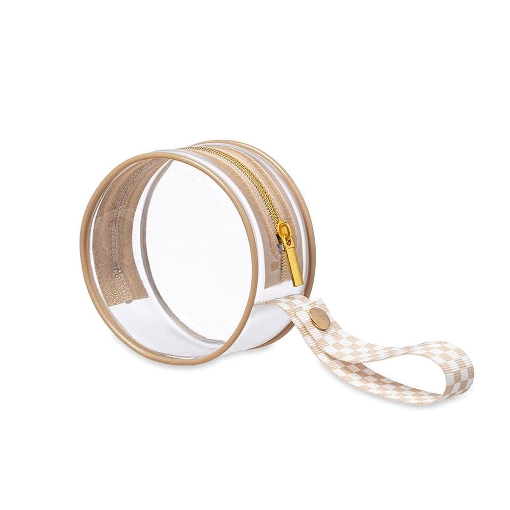 Estojo de chupeta Itzy Ritzy Clear Taupe com alça