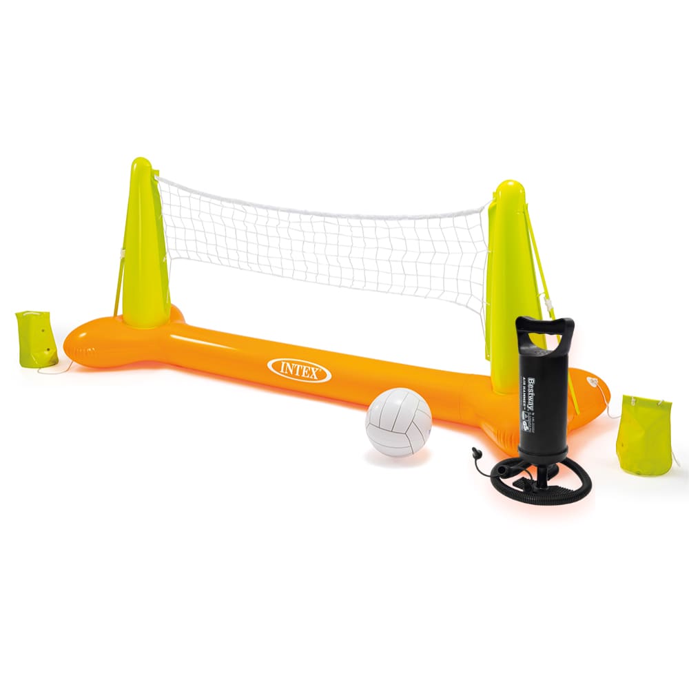 Kit Voleibol Inflável Para Praia E Piscina Com Bomba Manual Laranja/Amarelo Intex