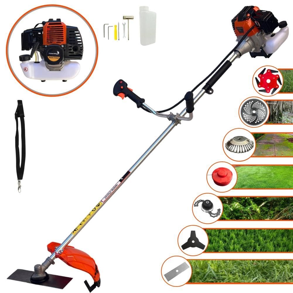 Cortador de Grama Completa À Gasolina Import Way IWRGM2T5X163 2 Tempos 63cc 3HP Alta Performance Roçadeira Com Carretel e Kit Com 6 Opções de Corte