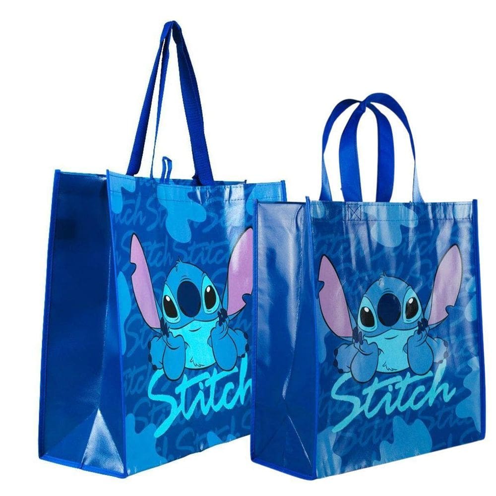 Kit 2 Sacolas Feira Reutilizável Azul Escuro Stitch - Disney