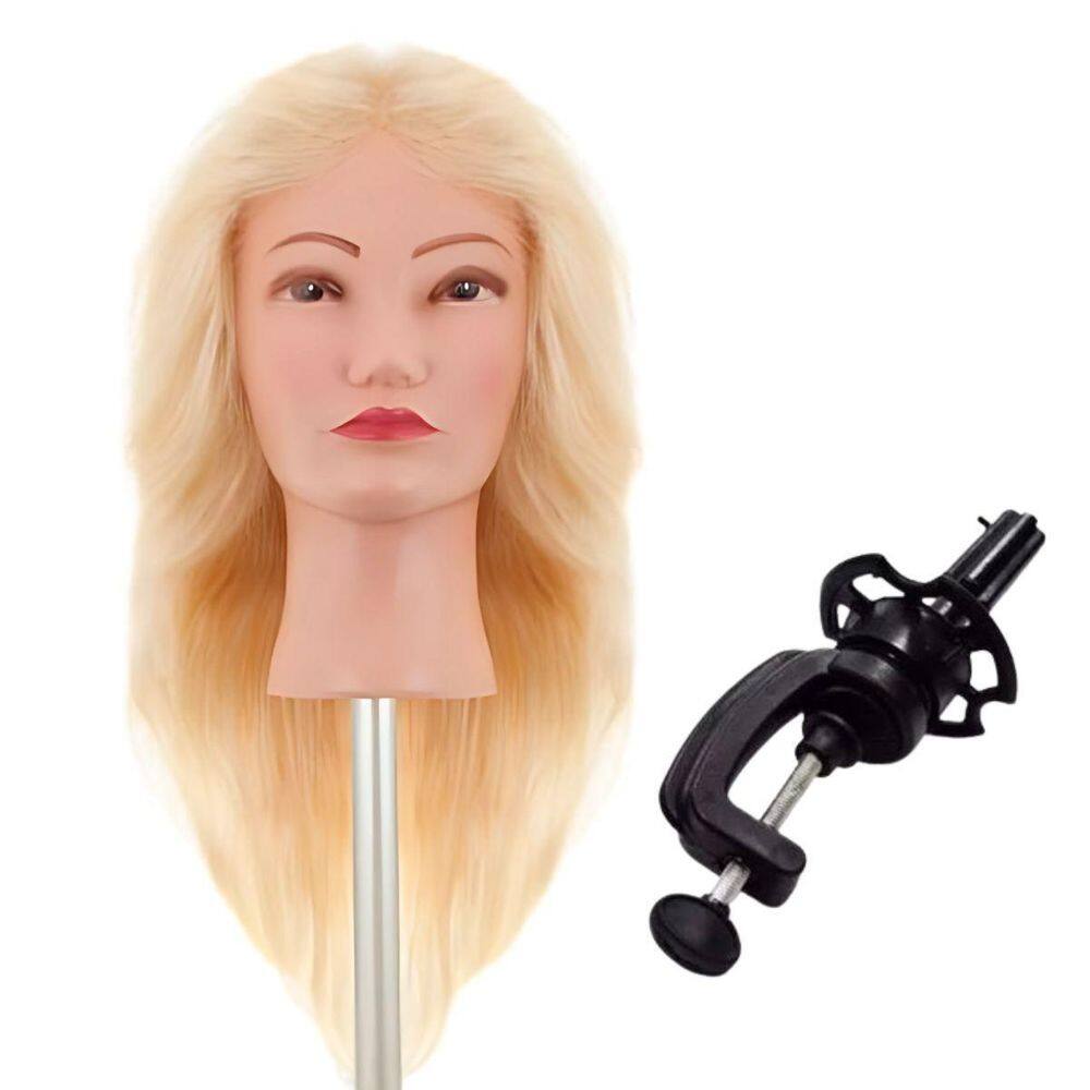 Cabeça Boneca 100% Natural 40Cm Cabeleireiro Loira Platinada