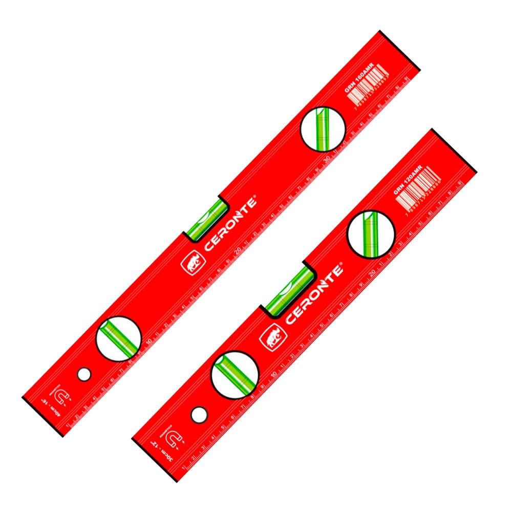Kit 2 Nível Magnético Alumínio 12” (30cm) e 16” (40cm) Ceronte