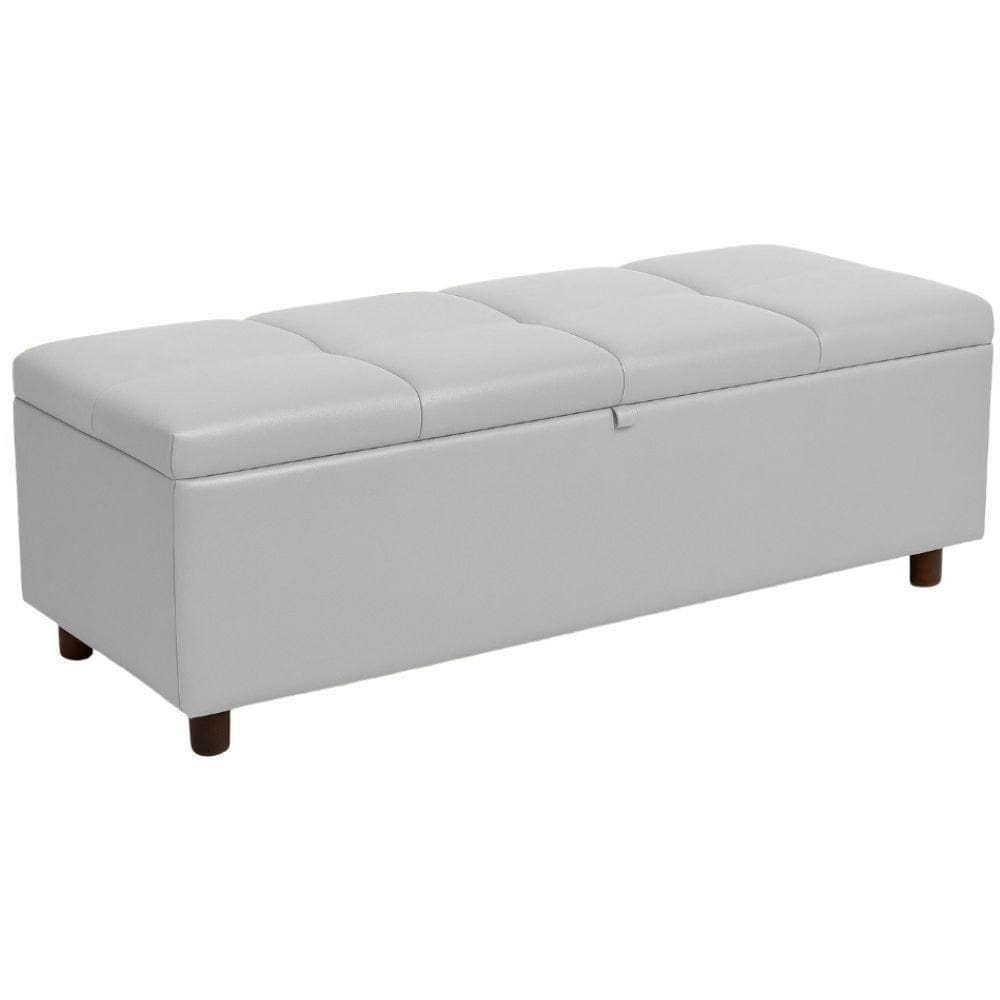 Baú Recamier Espanha Couro Cinza 140 Cm