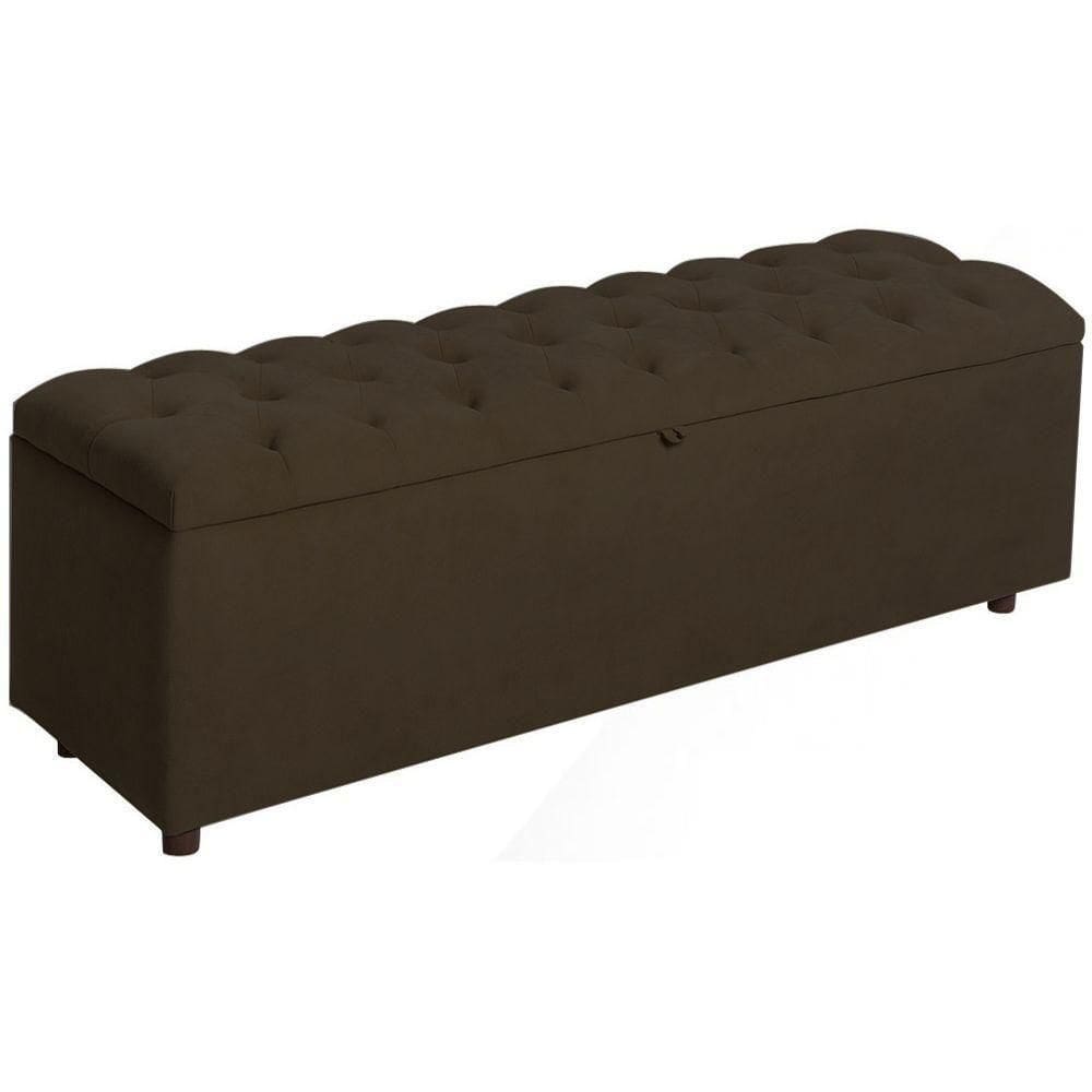 Baú Recamier Rominha Veludo Marrom 160 Cm