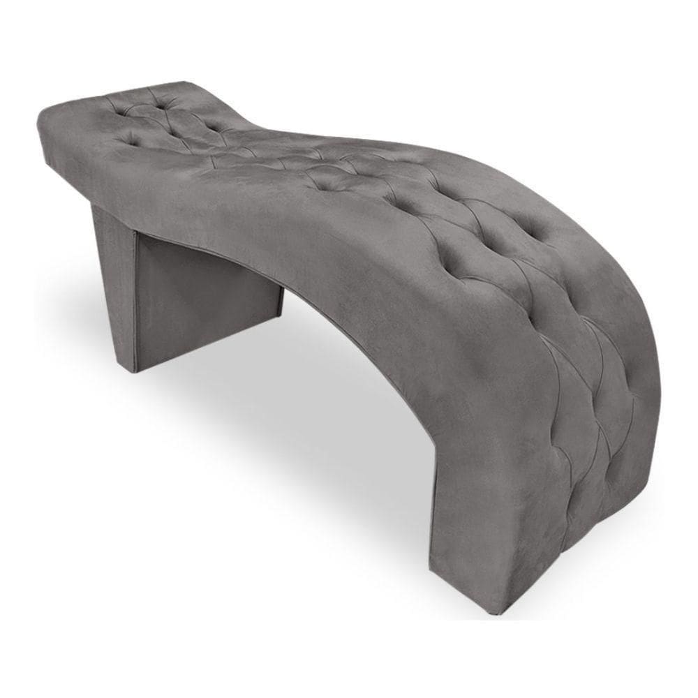 Maca Estofada Capitonê Clínica Salão Estética Suede Eduarda Cor:cinza