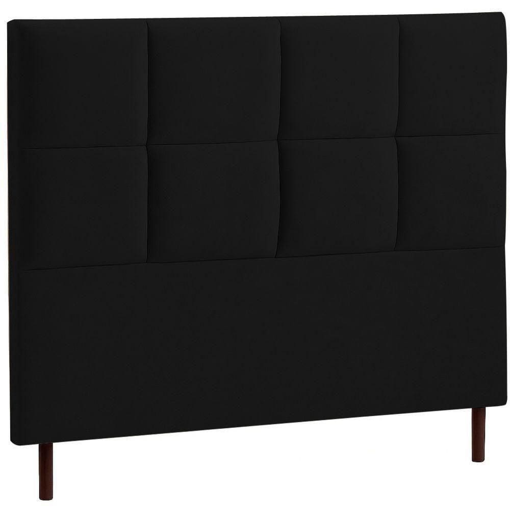 Cabeceira Estofada Casal Espanha Veludo Preto 140 Cm