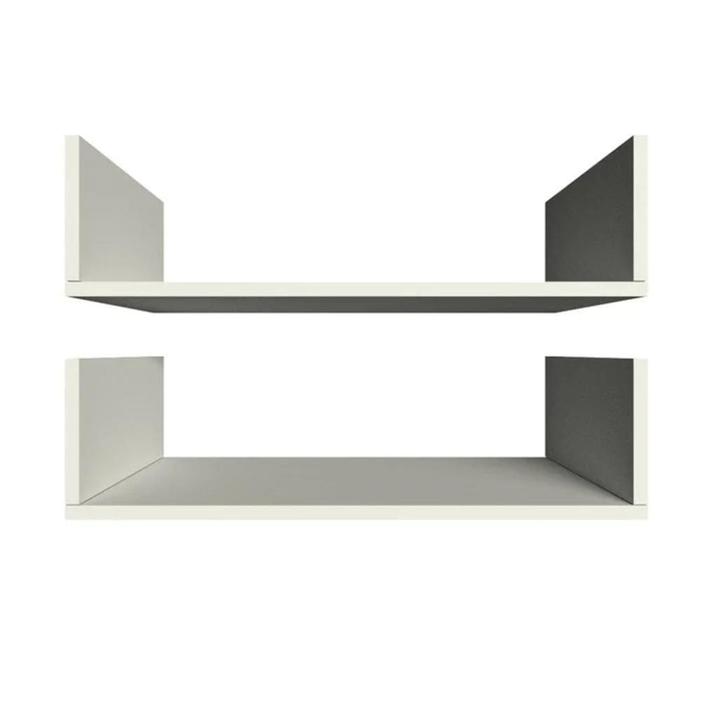 Kit 2 Prateleiras Em U 60x15 Cm Organizador Escritório Com Suporte Invisível Branco