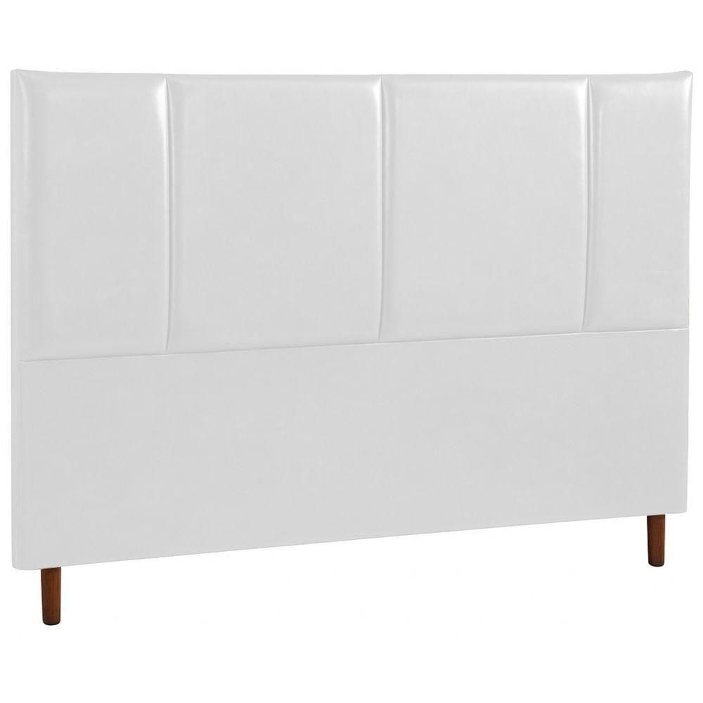 Cabeceira Estofada Casal Panamá Couro Branco 140 Cm