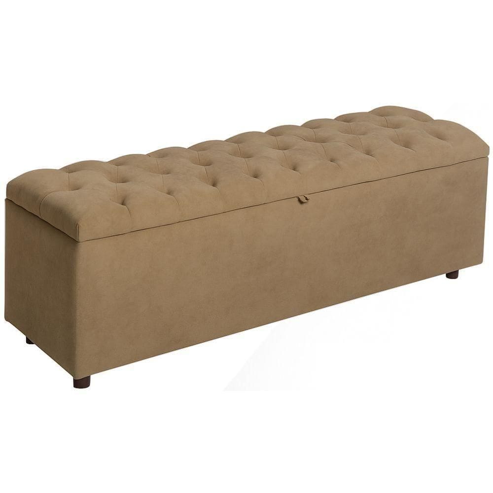Baú Recamier Rominha Veludo Cappuccino 160 Cm