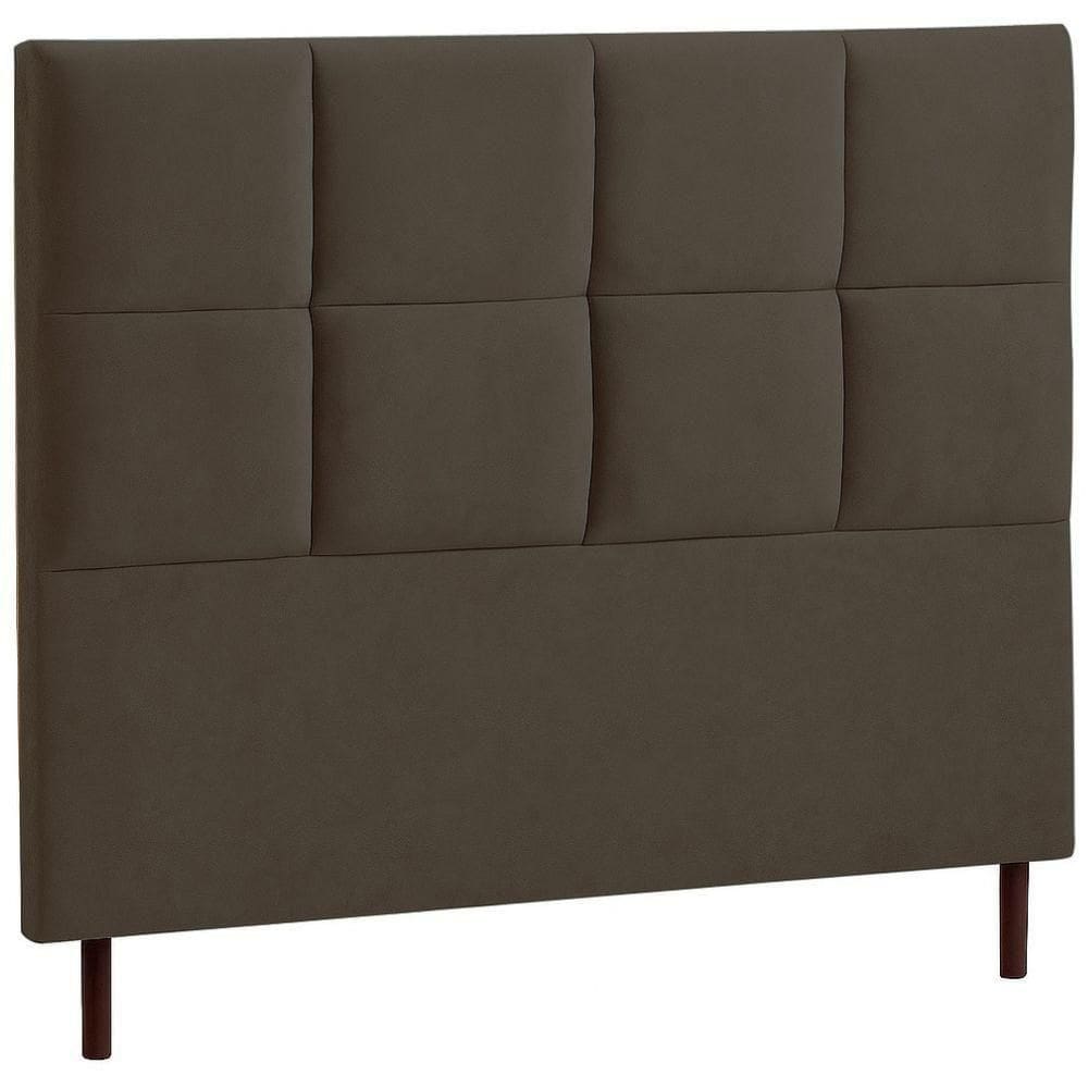 Cabeceira Estofada Casal Espanha Veludo Marrom 140 Cm