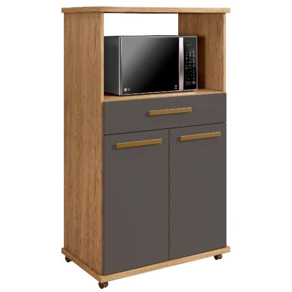 Balcão Conquista 2 Portas 1 Cinamomo Grafite Arte Móveis