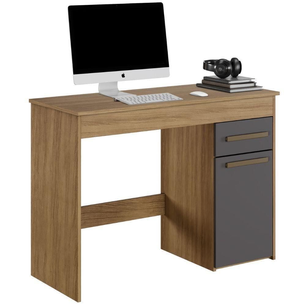 Escrivaninha Atenas 1 Porta 1 Gaveta Cinamomo Grafite Arte Móveis