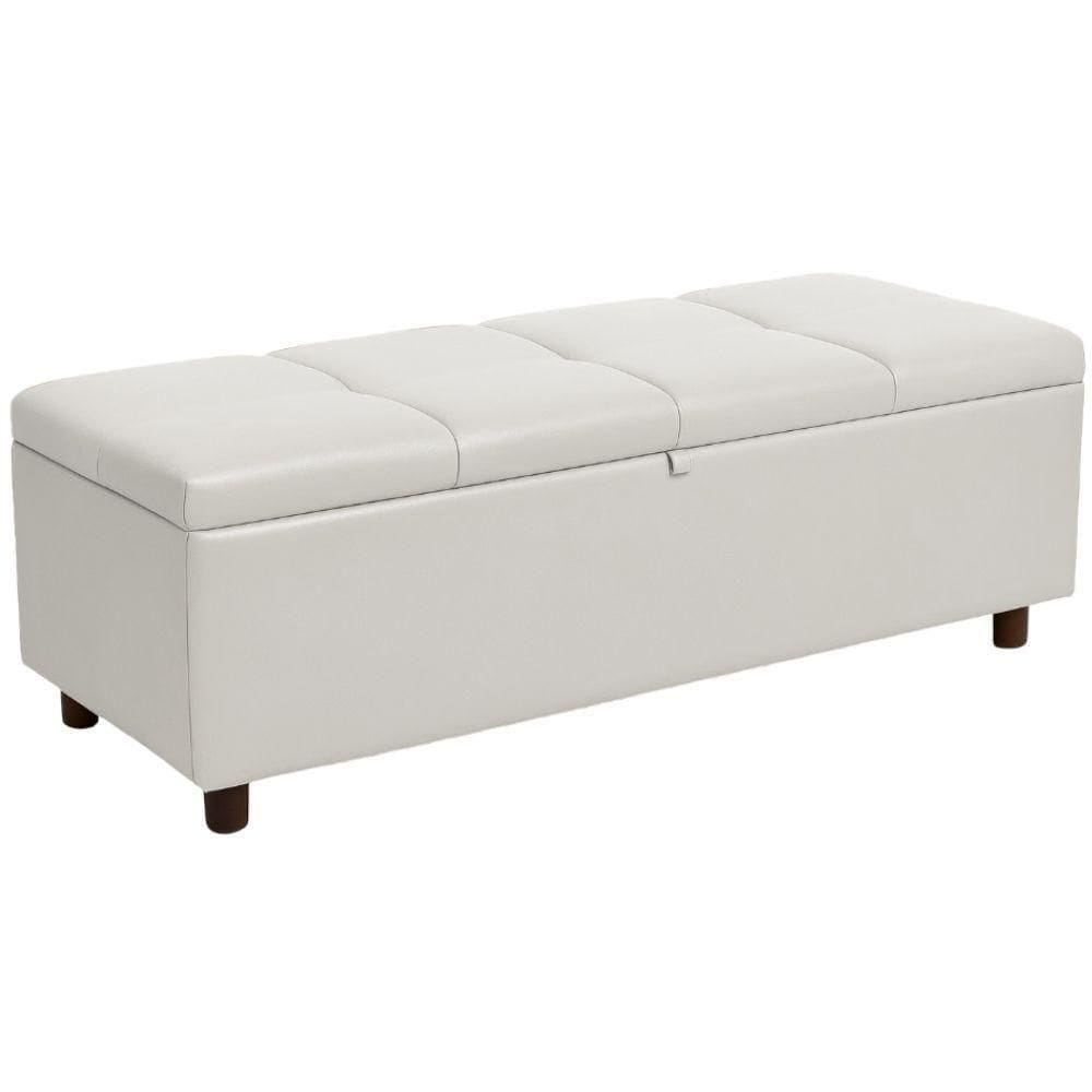 Baú Recamier Espanha Couro Branco 160 Cm