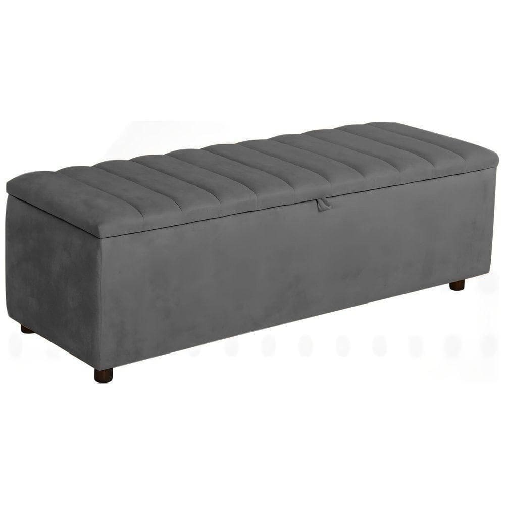 Baú Recamier Paris Veludo Chumbo 140 Cm