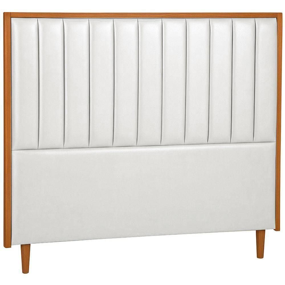 Cabeceira Estofada Casal Imperial Couro Branco 140 Cm