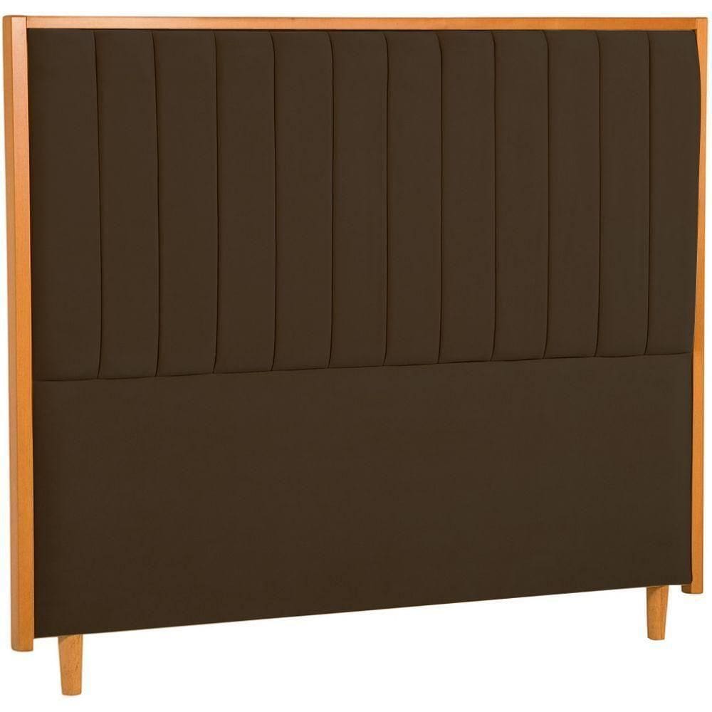 Cabeceira Estofada Casal Imperial Veludo Marrom 140 Cm