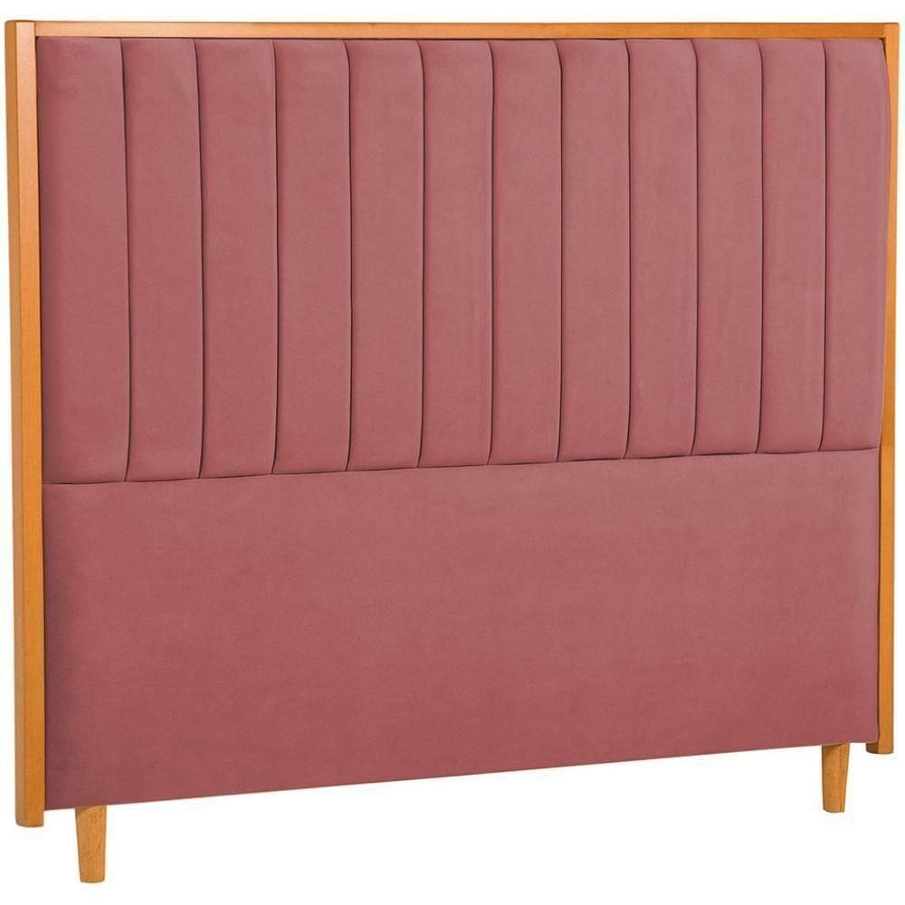 Cabeceira Estofada Casal Imperial Veludo Rosa 140 Cm