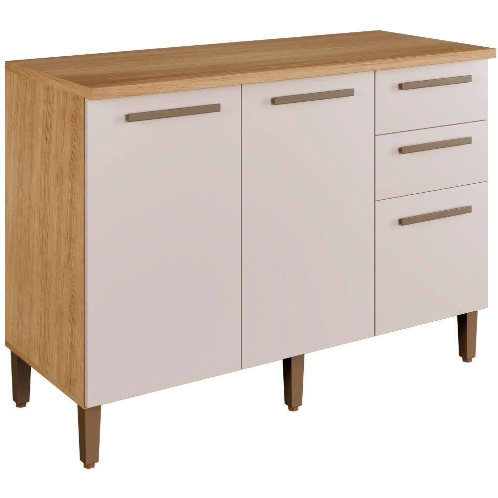 Balcão Diamante 3 Portas 2 Gavetas Cinamomo Off White Arte Móveis