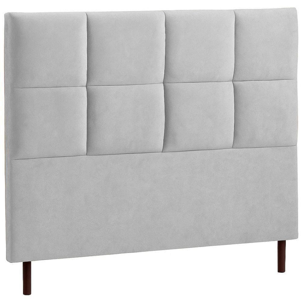 Cabeceira Estofada Casal Espanha Veludo Cinza 140 Cm