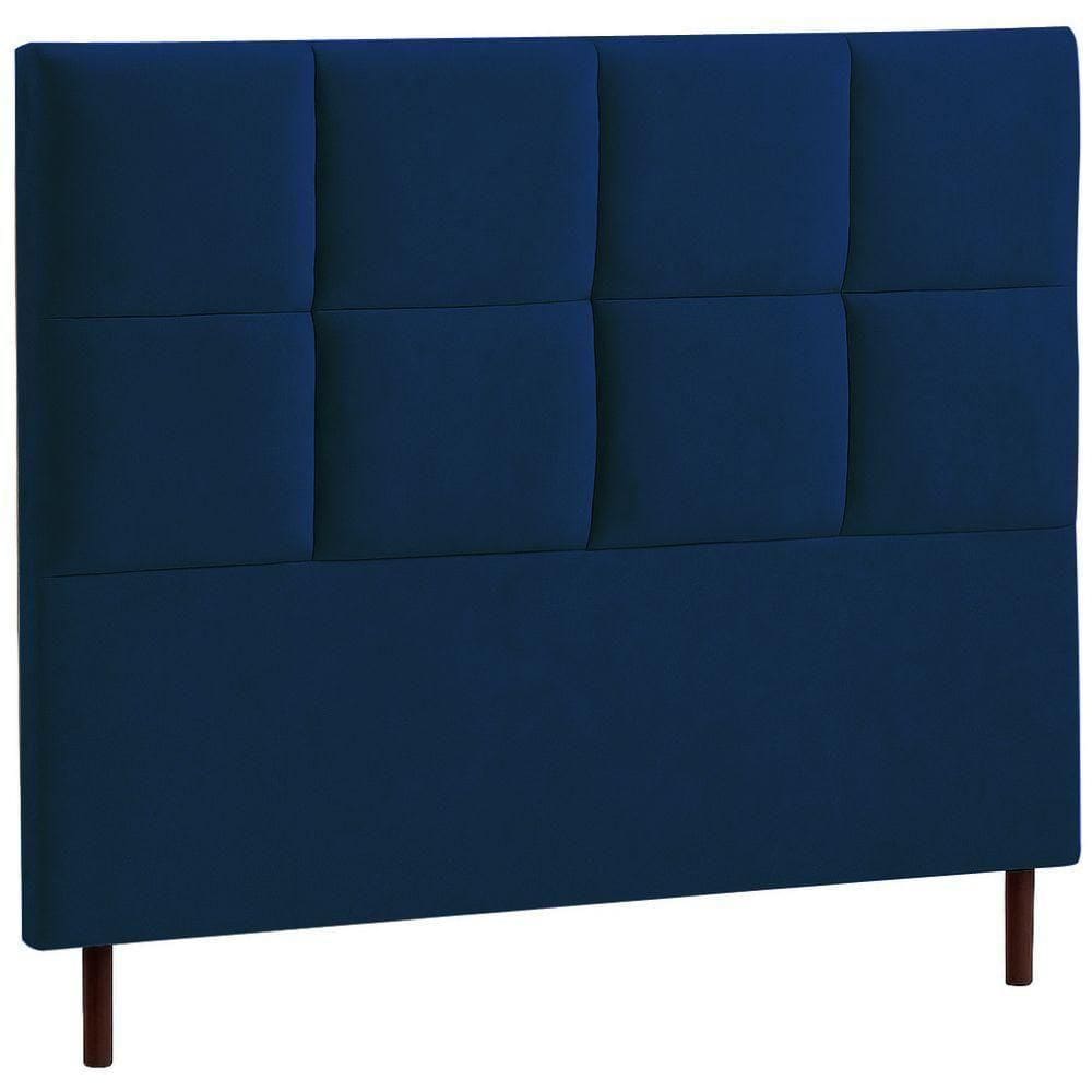 Cabeceira Estofada Queen Espanha Veludo Azul 160 Cm