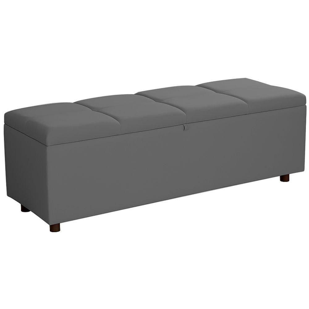 Baú Recamier Espanha Veludo Chumbo 160 Cm