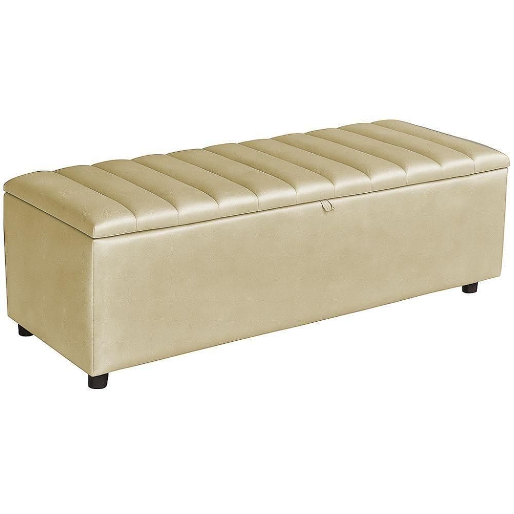 Baú Recamier Paris Couro Bege 160 Cm