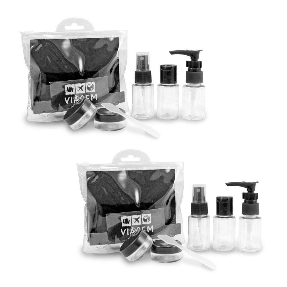 2 Kit De Frascos P/ Viagem De 7 Peças - Jacki Design Preta/preta