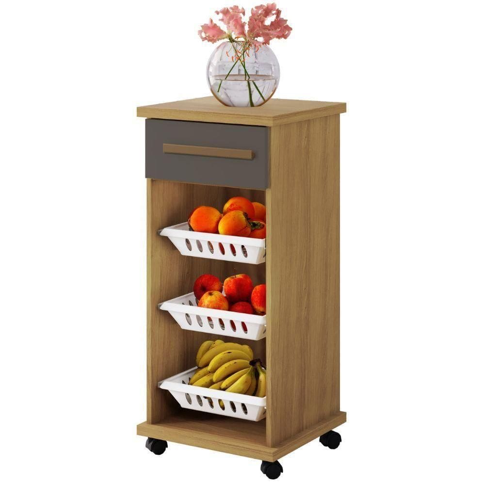 Fruteira Curitiba 1 Gaveta Cinamomo Grafite Arte Móveis