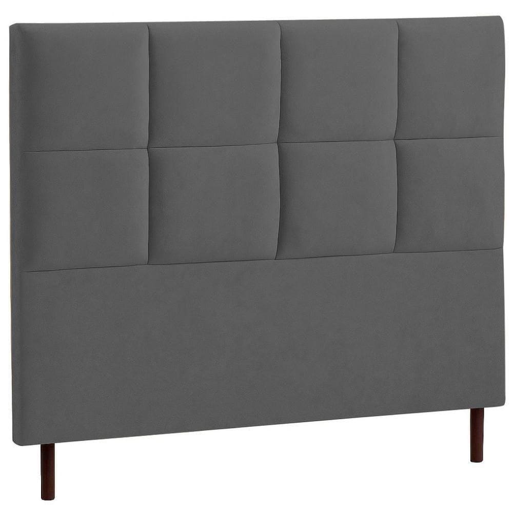 Cabeceira Estofada Casal Espanha Veludo Chumbo 140 Cm