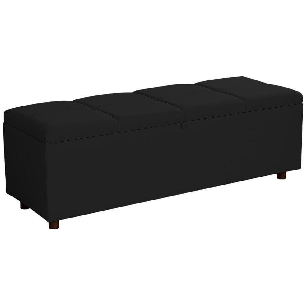 Baú Recamier Espanha Veludo Preto 140 Cm