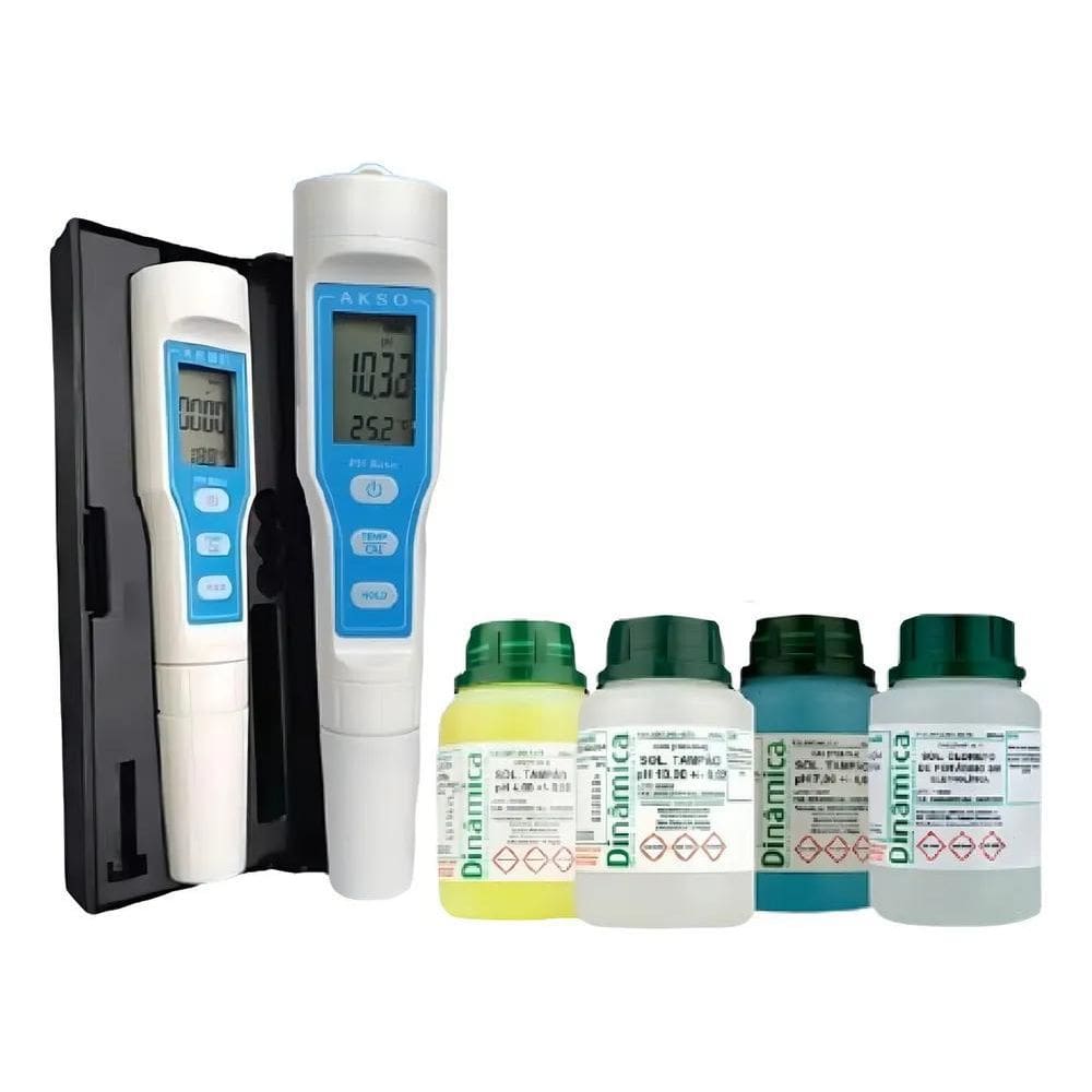 2X Phmetro Medidor Ph Digital De Bolso Portátil + Soluções