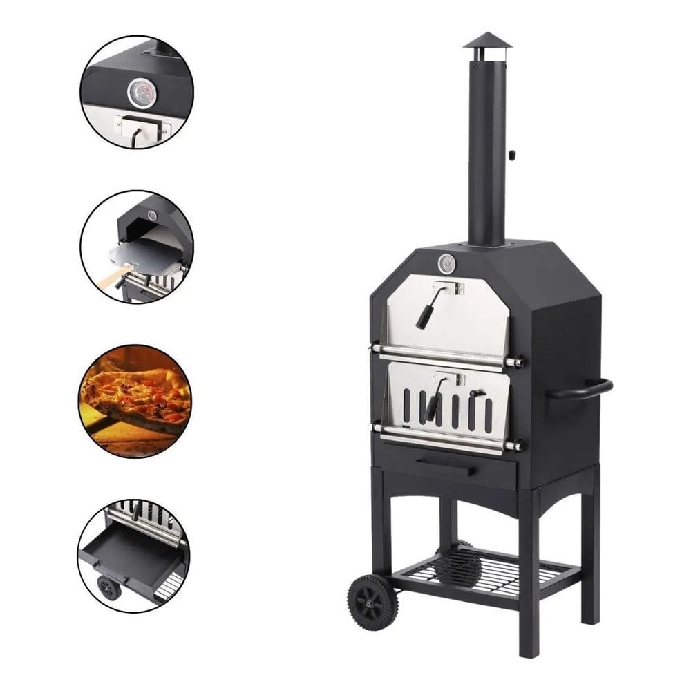 Forno De Pizza A Carvão Portátil Preto Iwcg016