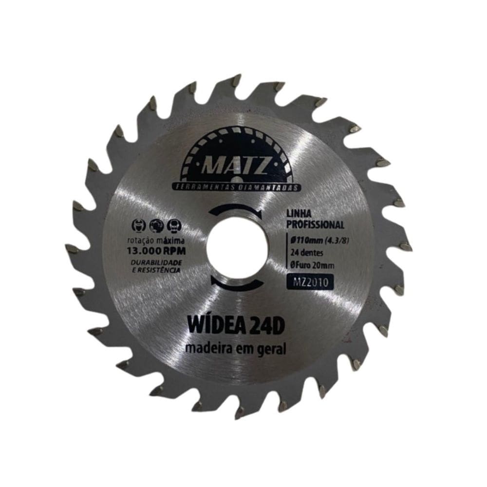 Disco Serra Wídea Para Madeira 24 Dentes 110Mm X 20Mm Matz
