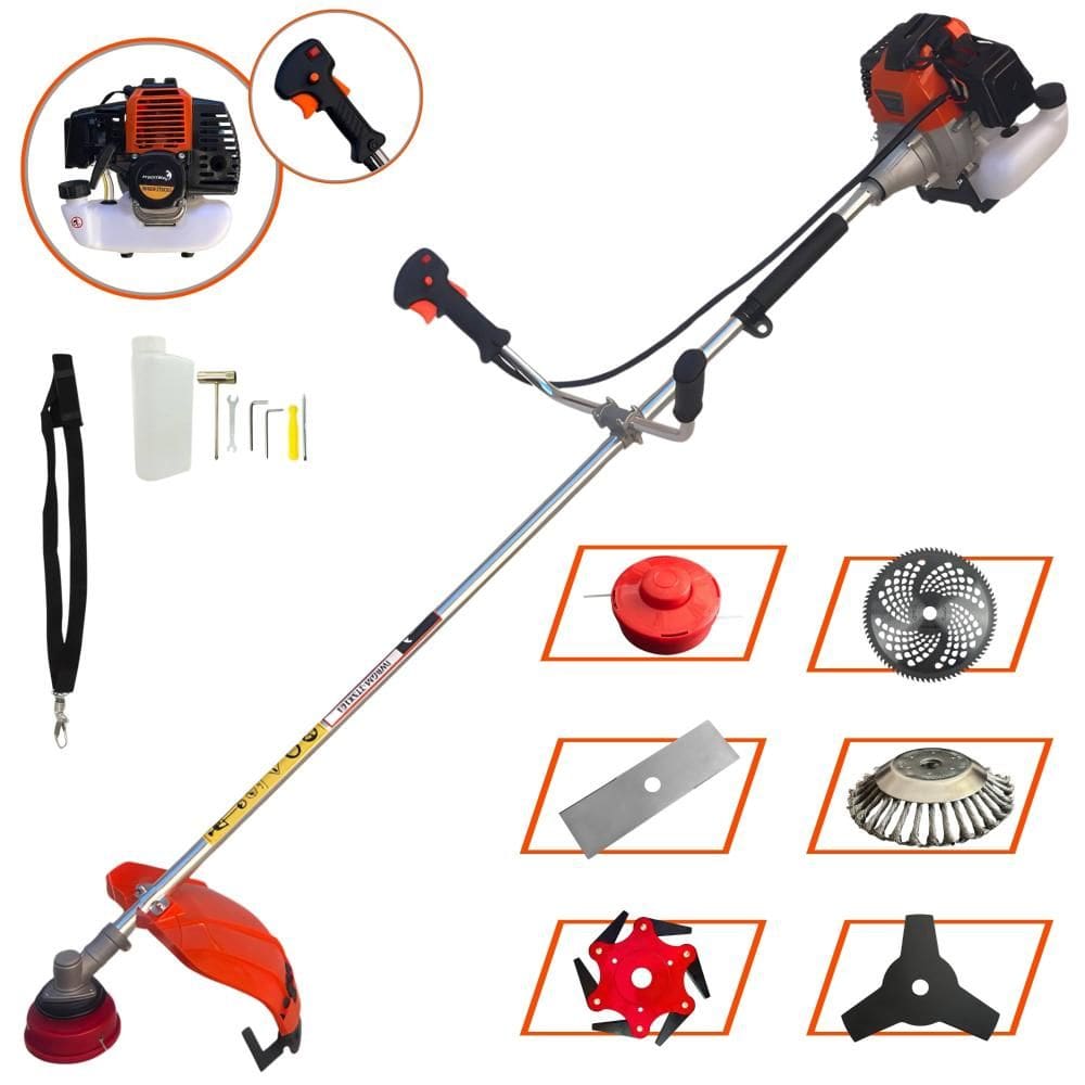 Máquina de Cortar Grama Robusta À Gasolina Import Way IWRGM2T5X163 63cc 2 Tempos 7.500rpm 3HP de Potência Roçadeira Completa Com 6 Opções de Cortes