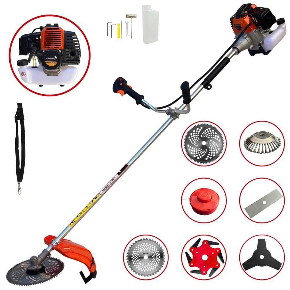 Roçadeira Import Way IWRGM2T5X163 À Gasolina 63cc 3HP Alta Rotação Para Todos os Tipos de Trabalho Com Carretel de Nylon + Kit de 7 Opções de Cortes