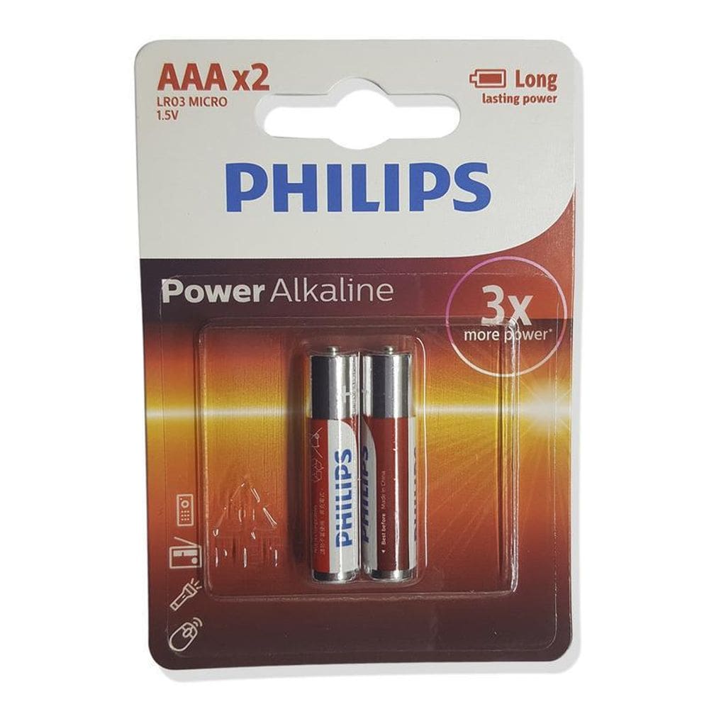 Philips 3Aaa Pilha Power Alkaline Cartela Com 2 Unidades